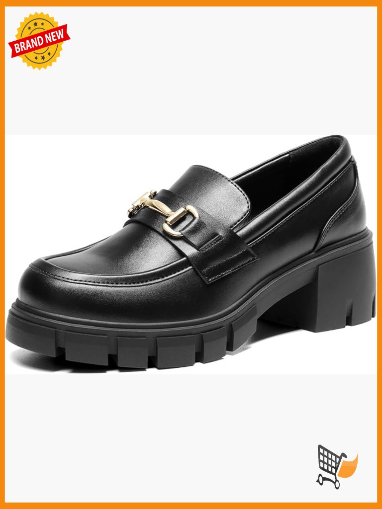 Chunky Platform Loafers With Horse-Bit Detail, Cushioned Comfort, Slip-On